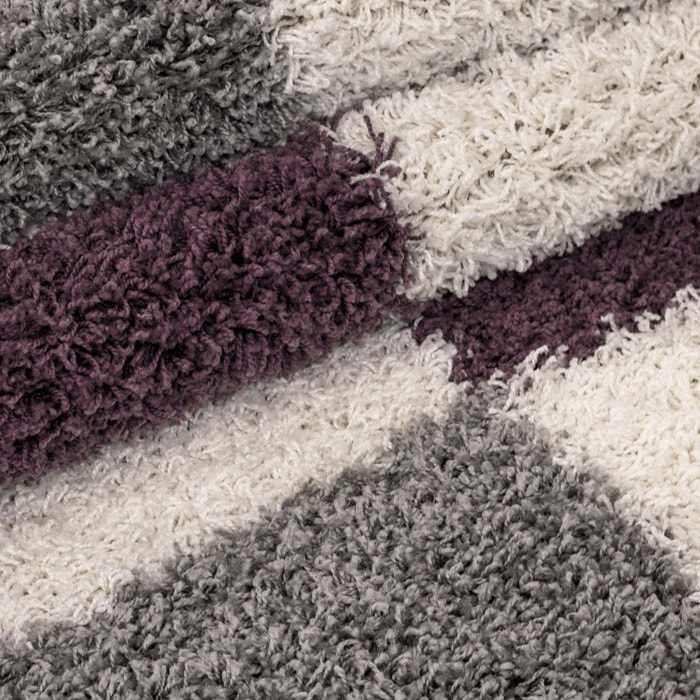 Tapis poils longs shaggy tissé motif géométrique NICO