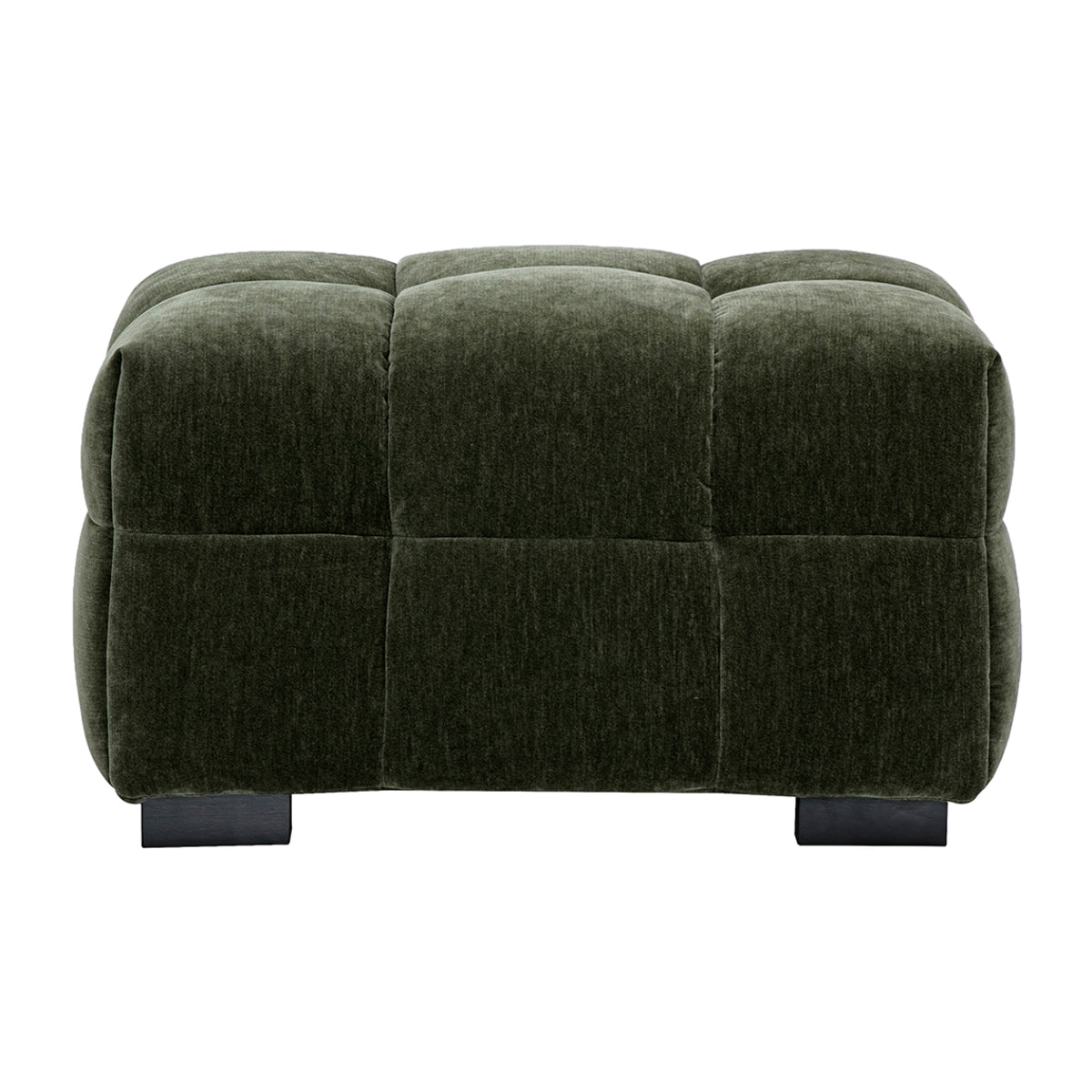 Pouf repose-pieds design en tissu effet velours vert kaki CORTO