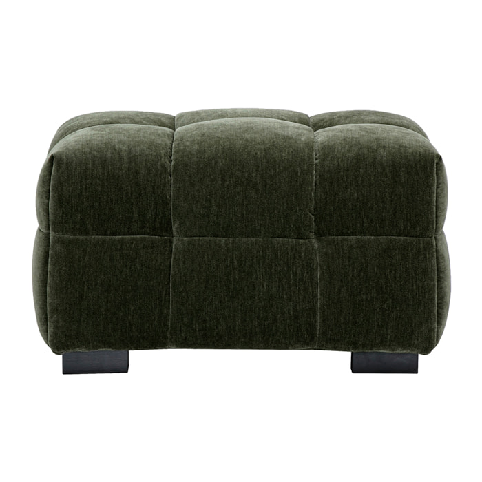 Pouf repose-pieds design en tissu effet velours vert kaki CORTO