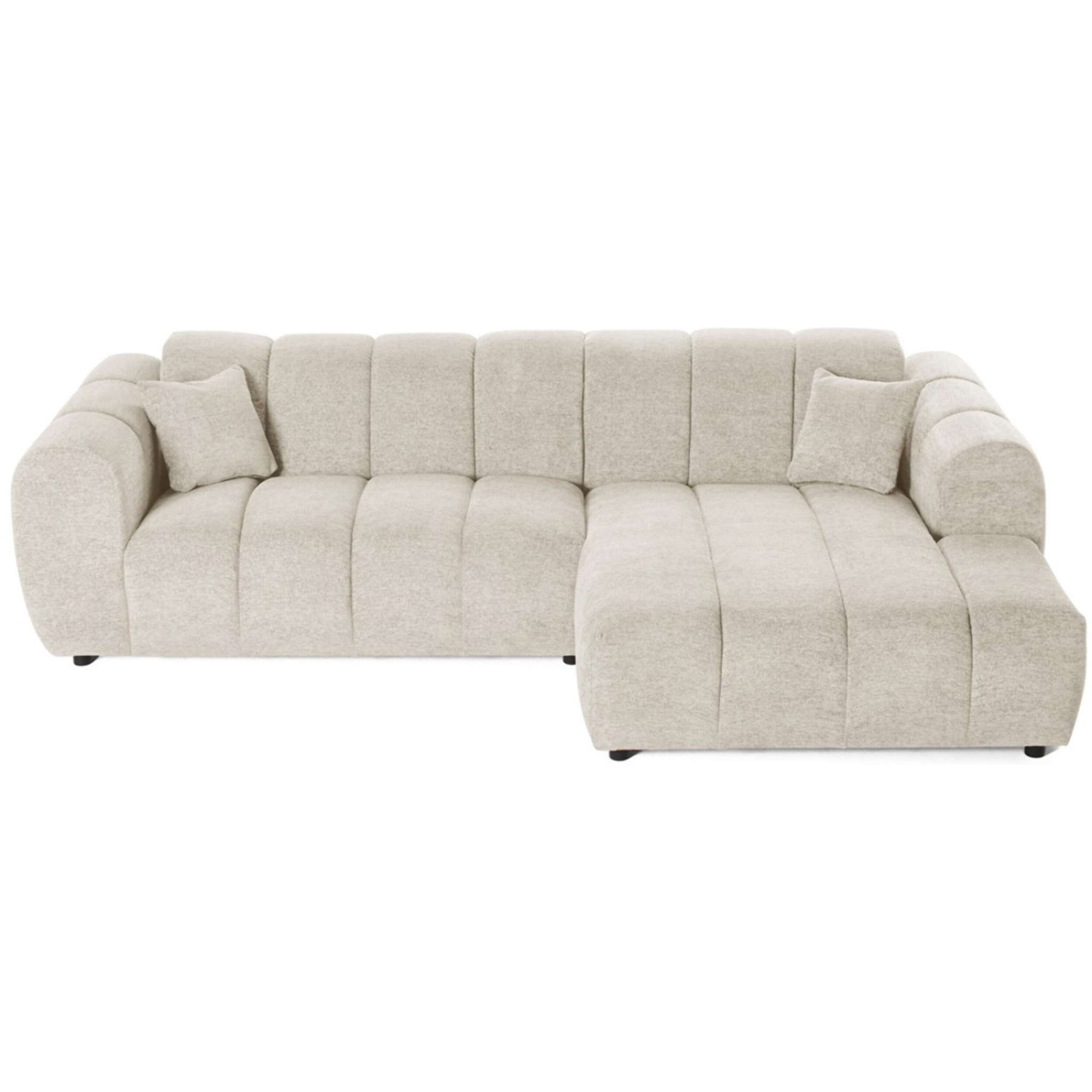 Curtis - canapé d'angle droit 4 places en tissu texturé - Beige