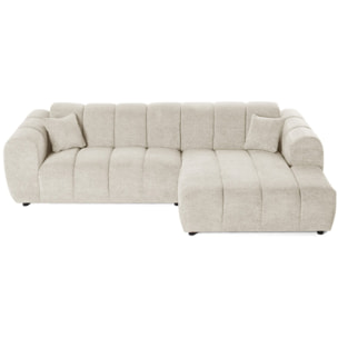 Curtis - canapé d'angle droit 4 places en tissu texturé - Beige