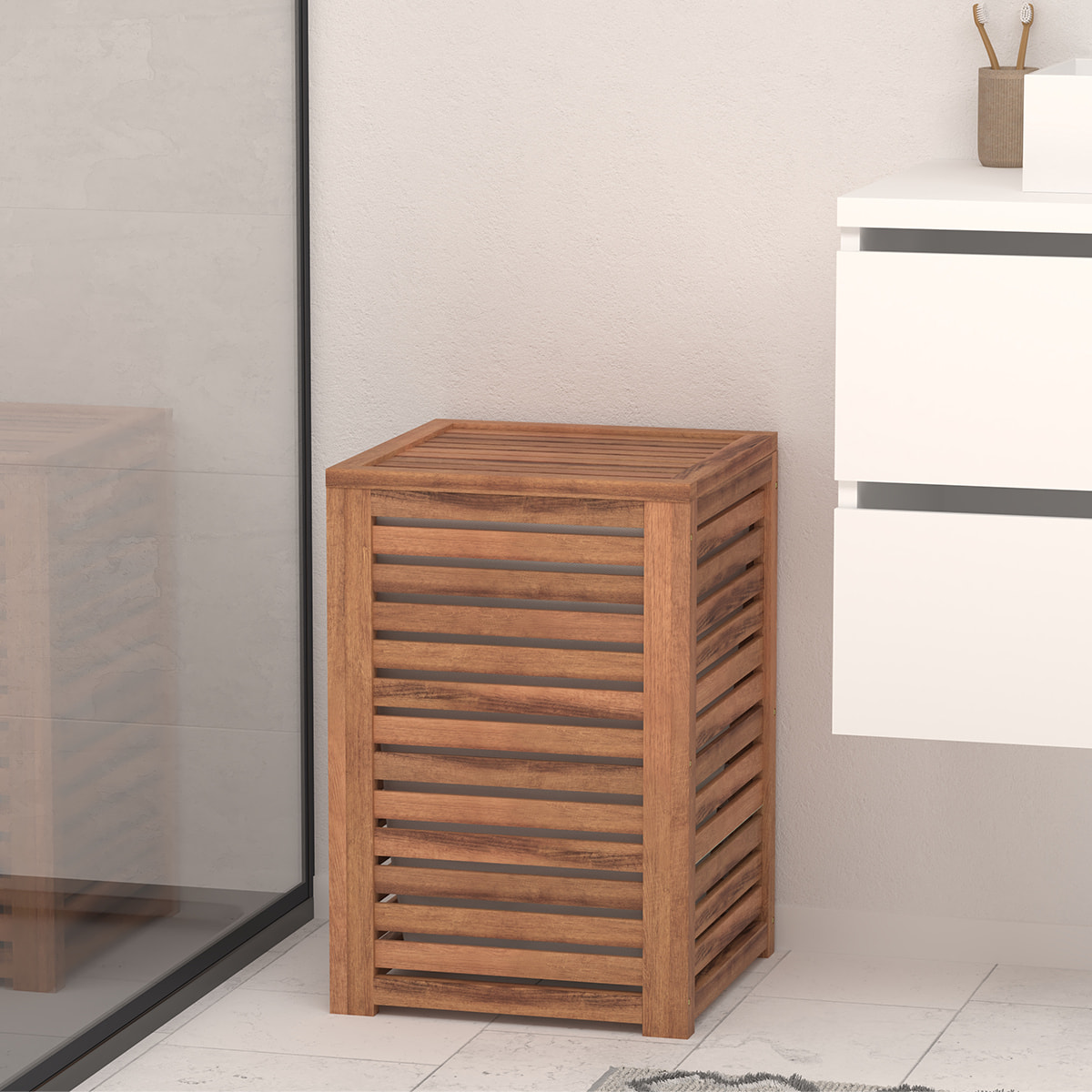 Panier à linge "Blackacia" 65L en acacia