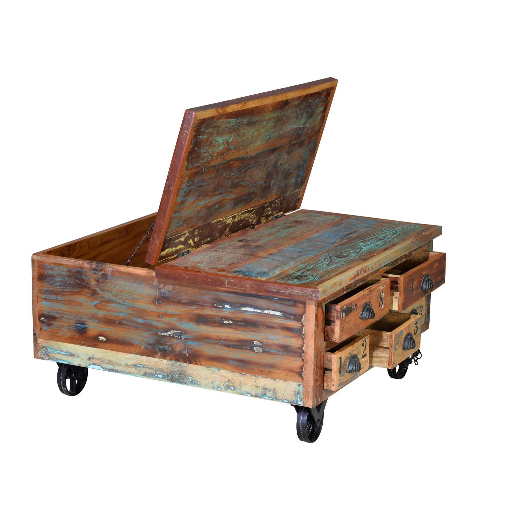 Mesa de centro - madera reciclada - 90x90x40cm