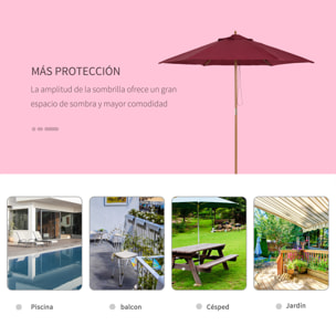 Sombrilla Parasol de Patio Terraza Jardin Ø2,5x2,25m Vino