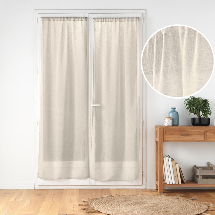 Paire de voilages passe-tringle en voile tissé pour porte-fenêtre - Lin
