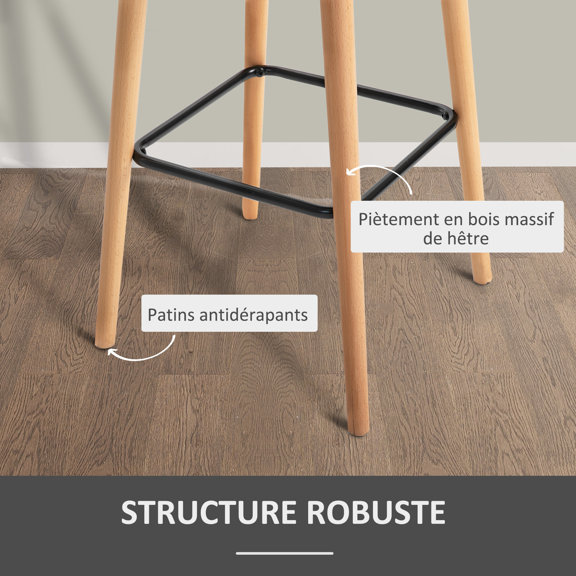 Lot de 2 tabourets de bar – Confortables et élégants – Design scandinave