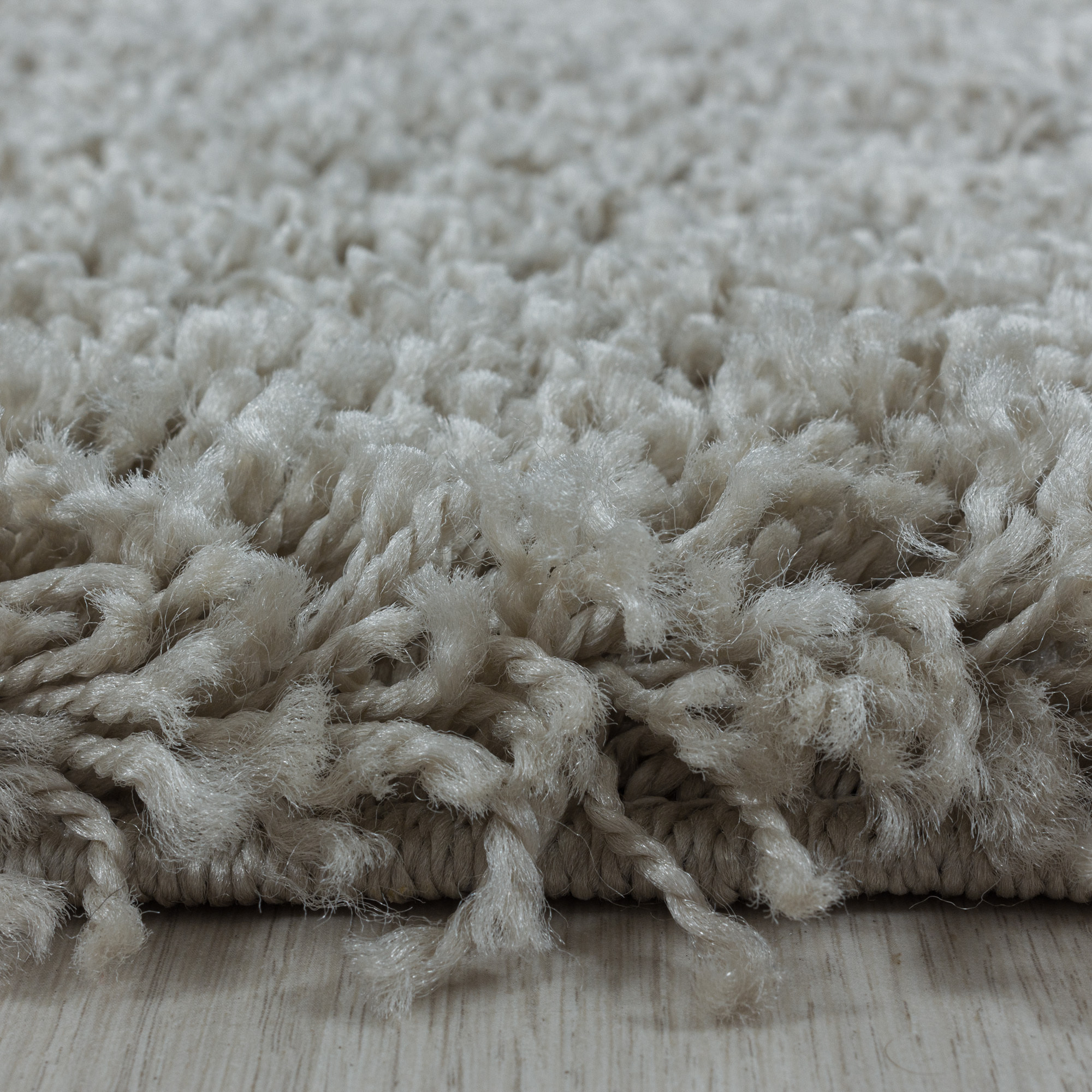SYDNEY - Tapis shaggy uni rond à poils longs beige - SYD3000BEI