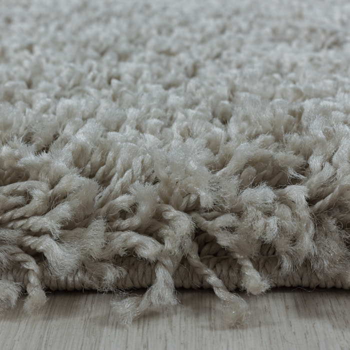 SYDNEY - Tapis shaggy uni rond à poils longs beige - SYD3000BEI