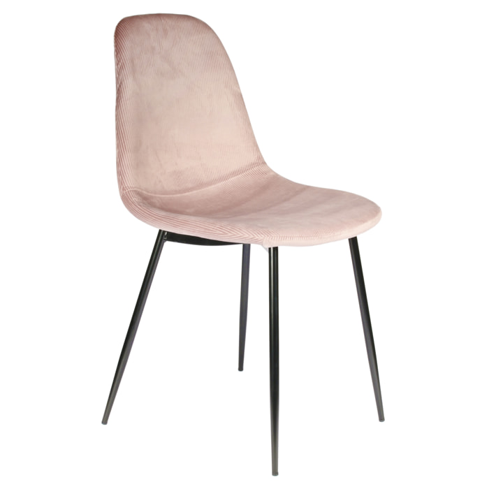 Chaise Velours Cotele Giulia Rose - Lot De 2
