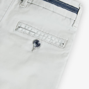 Pantalón elástico liso en botón de color beige