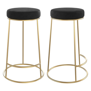 Lot de 2 tabourets pour îlot central 63 cm en velours noir - Kendal