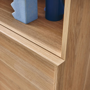 Etagères bibliothèque effet bois naturel 2 portes 5 niveaux - L 80 x P 35 x H 160cm - Kuba