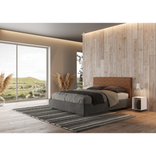 Letto matrimoniale contenitore imbottito 160x210 tessuto Era 04 arancio Arla