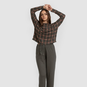 Pijama largo Secret mujer Cuadro Nelby Verde Caceria