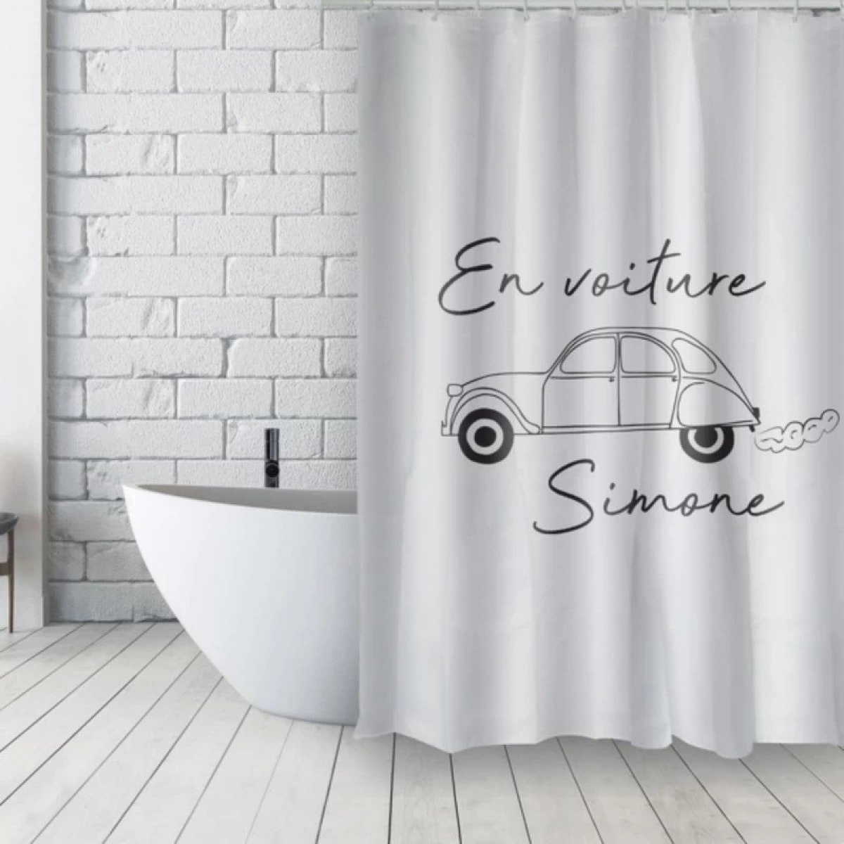 Rideau de douche Français Polyester 180x200cm DEUDEUCHE Noir & Blanc MSV