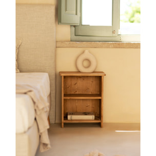 Mesita de noche de madera maciza en tono roble medio de 50x42cm Alto: 50 Largo: 42 Ancho: 27