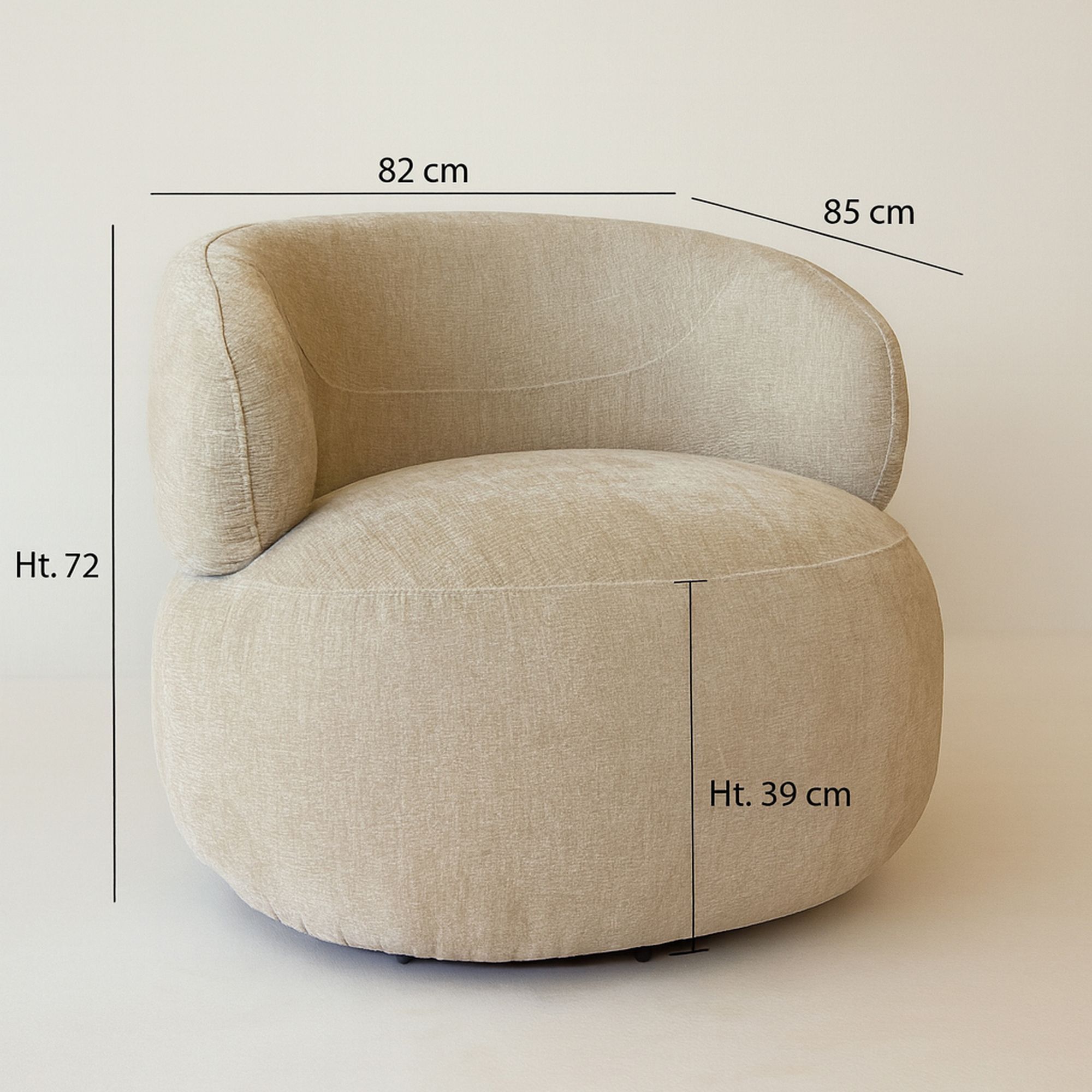 Fauteuil pivotant en velours texturé beige GLOVE