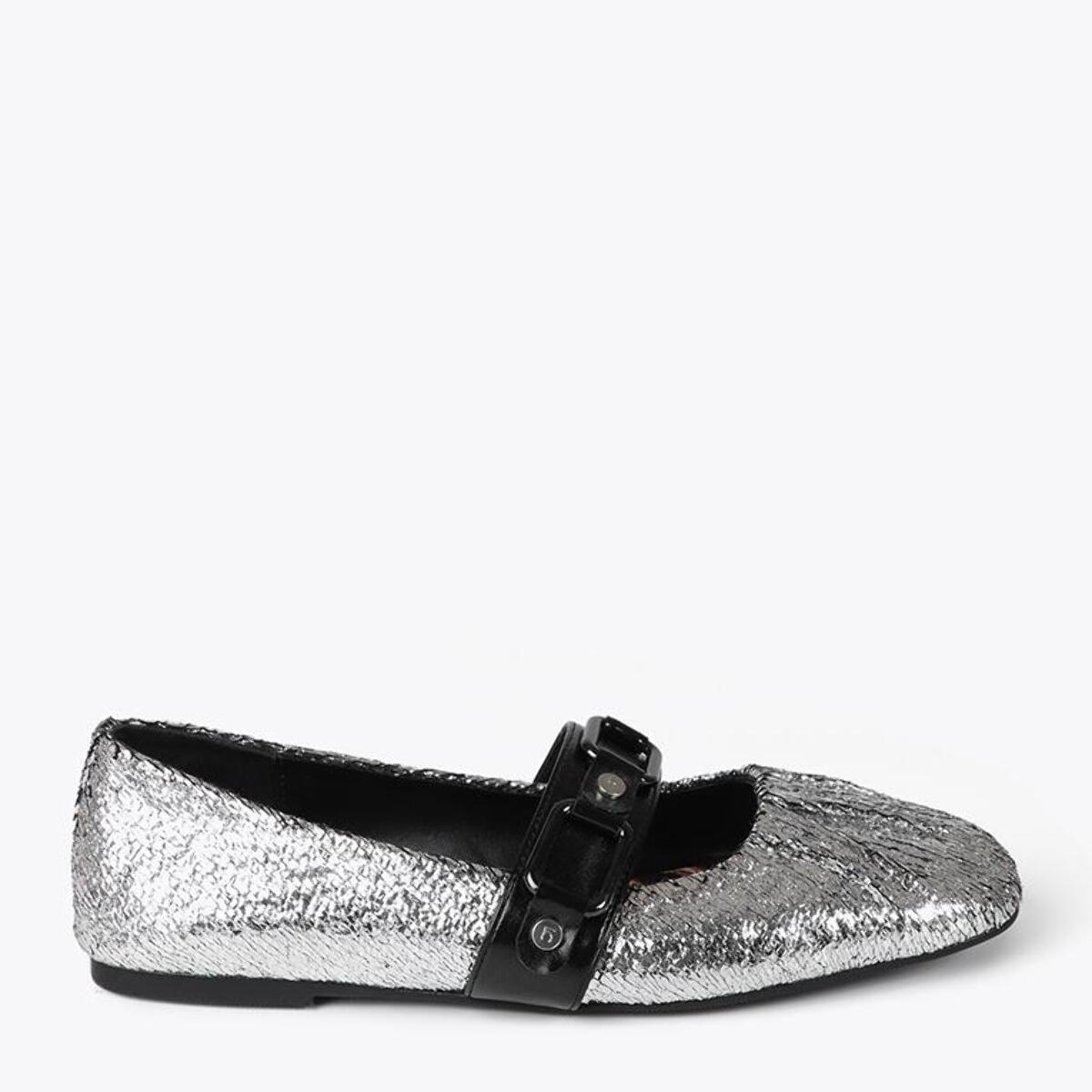 Ballerine metallizzate con dettaglio arricciato