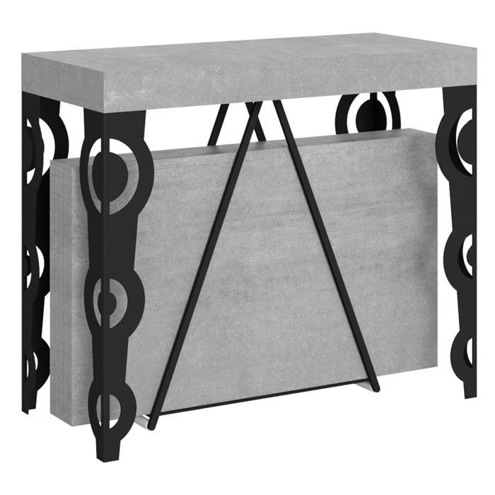 Consolle allungabile 90x40/196 cm Aceres Small cemento telaio antracite