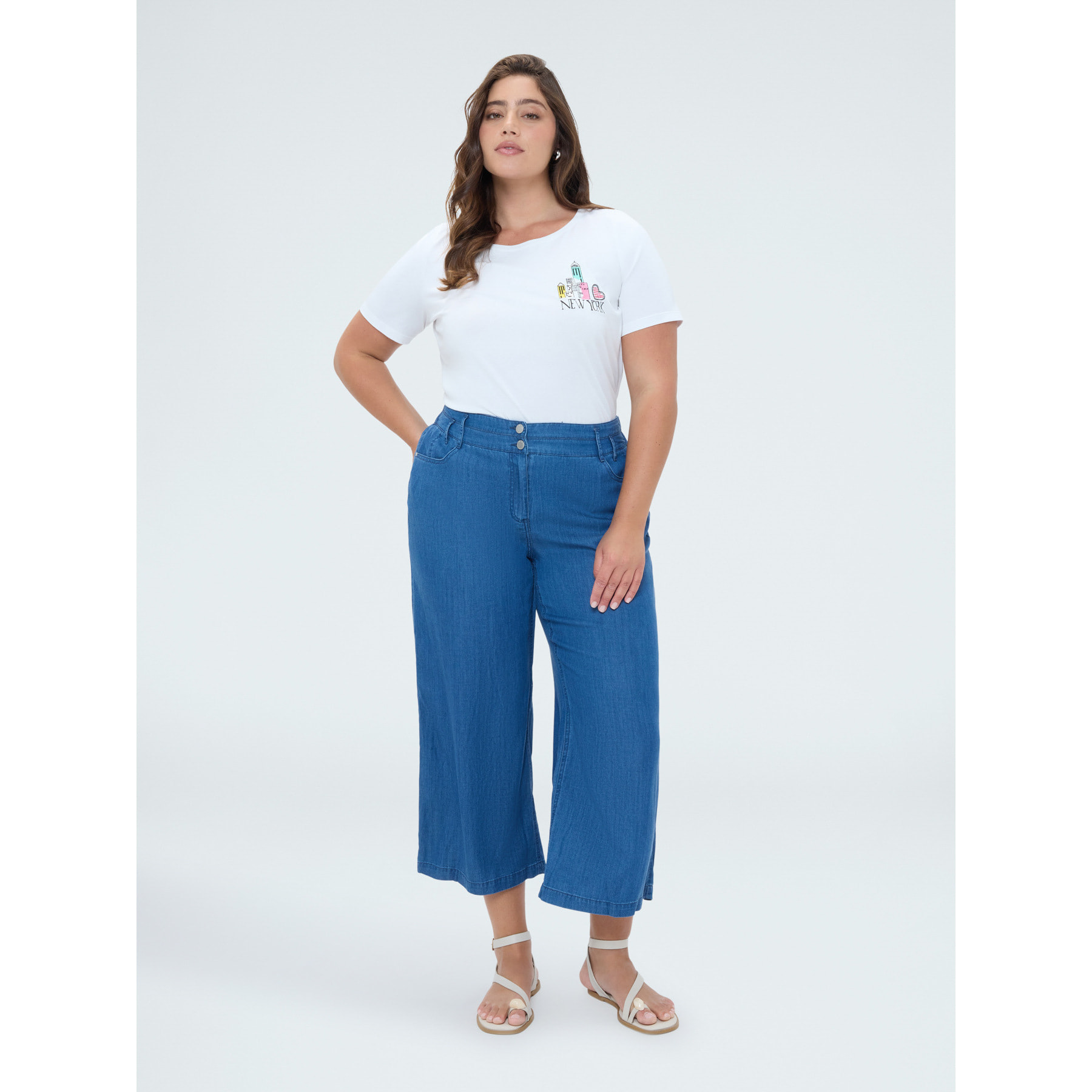 Fiorella Rubino - Jeans cropped de Tencel - Azul