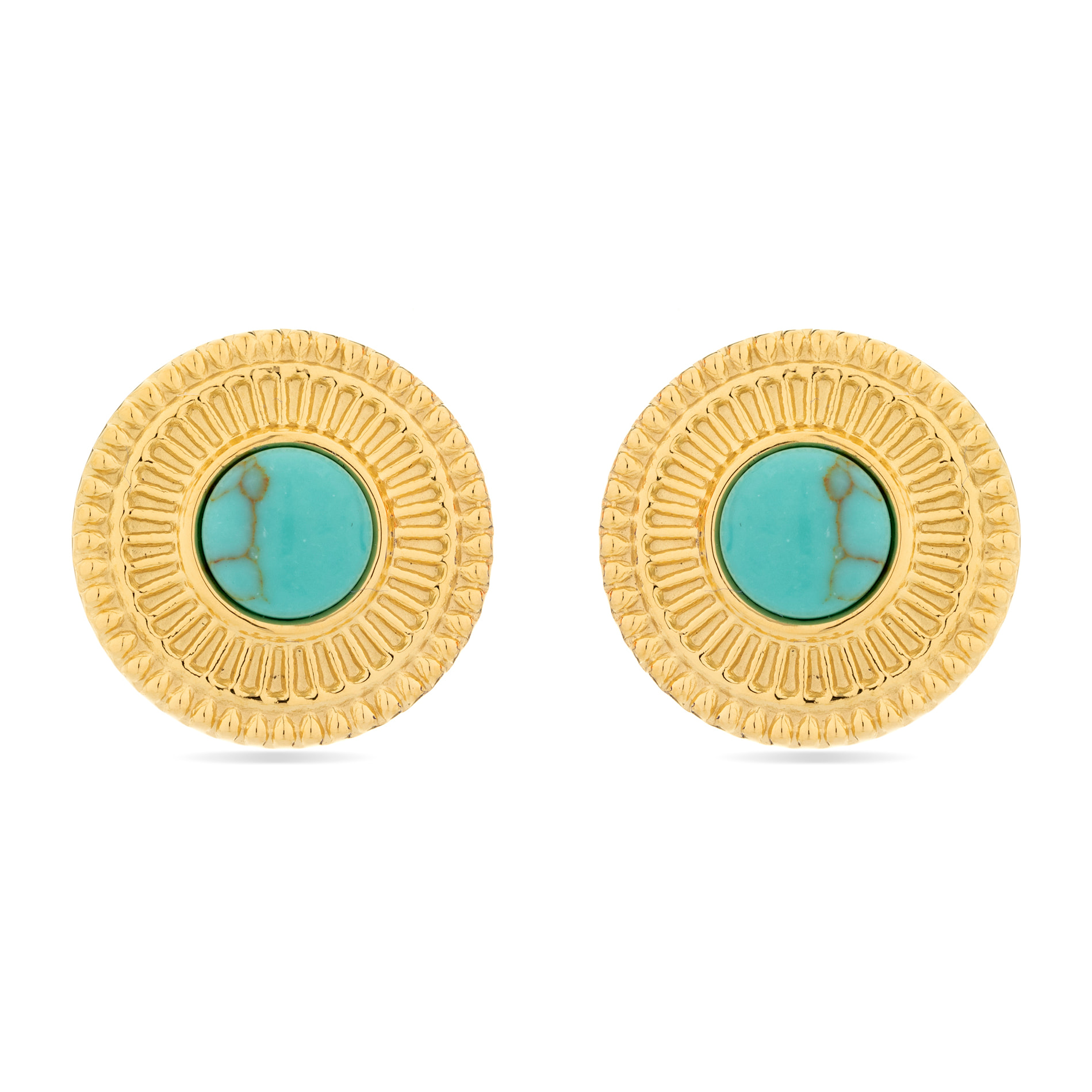 Pendientes de Turquesa acabados en oro amarillo de 18K- Kumora