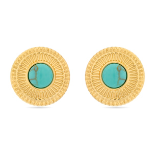 Pendientes de Turquesa acabados en oro amarillo de 18K- Kumora