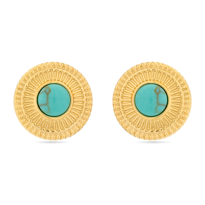 Pendientes de Turquesa acabados en oro amarillo de 18K- Kumora