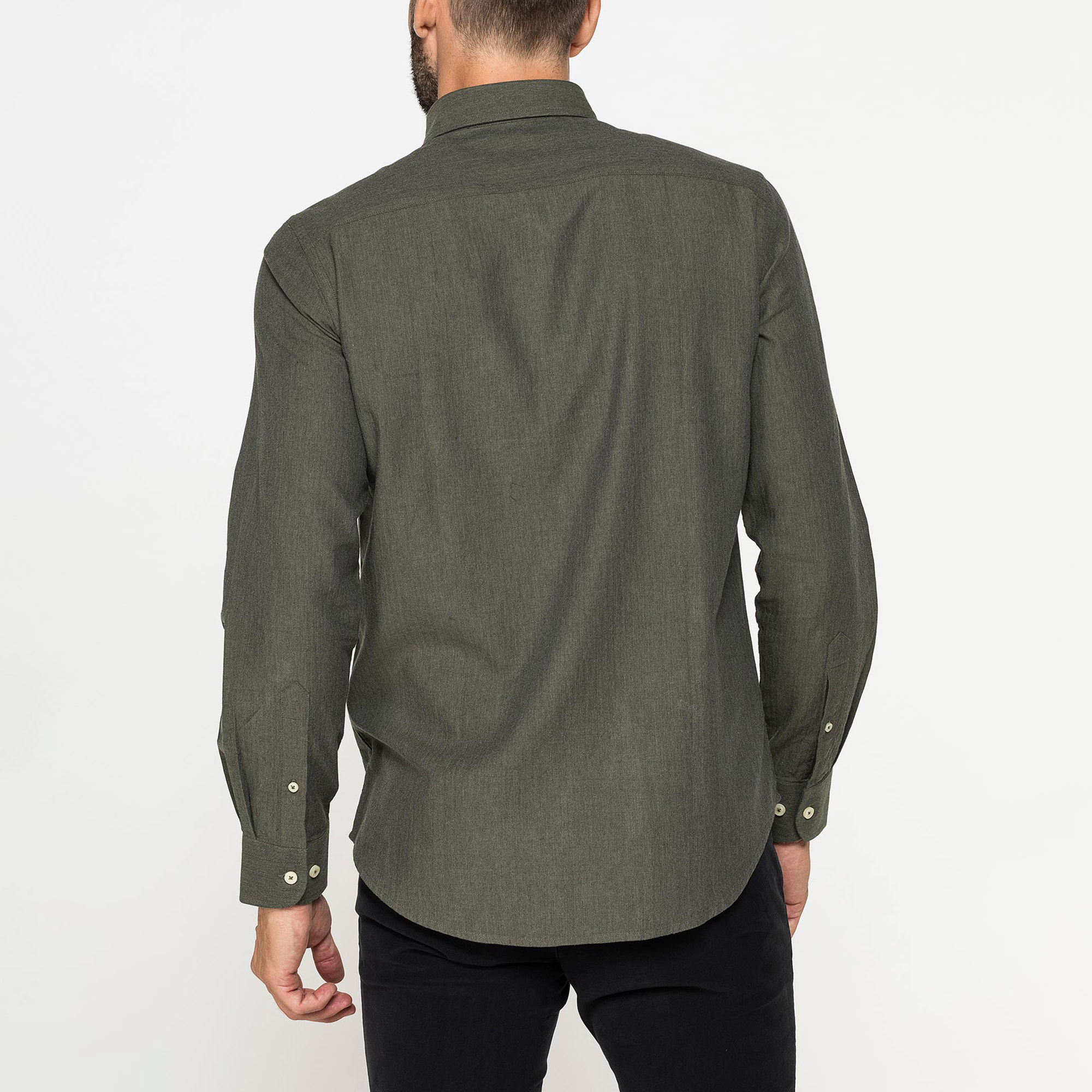 CAMICIA DI FLANELLA IN COLORI TINTA UNITA CON TASCHINO