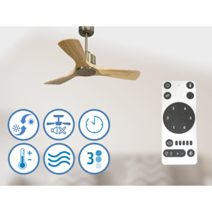 Ventilateur de plafond Réversible  Thermostat Wifi Moteur à courant continu Toits en pente Télécommande Hypersilence Mémoire