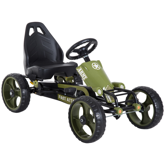 Go-Kart a Pedales para Niños +3 Años con Freno Carga Máx. 35kg 105x54x61cm Verde