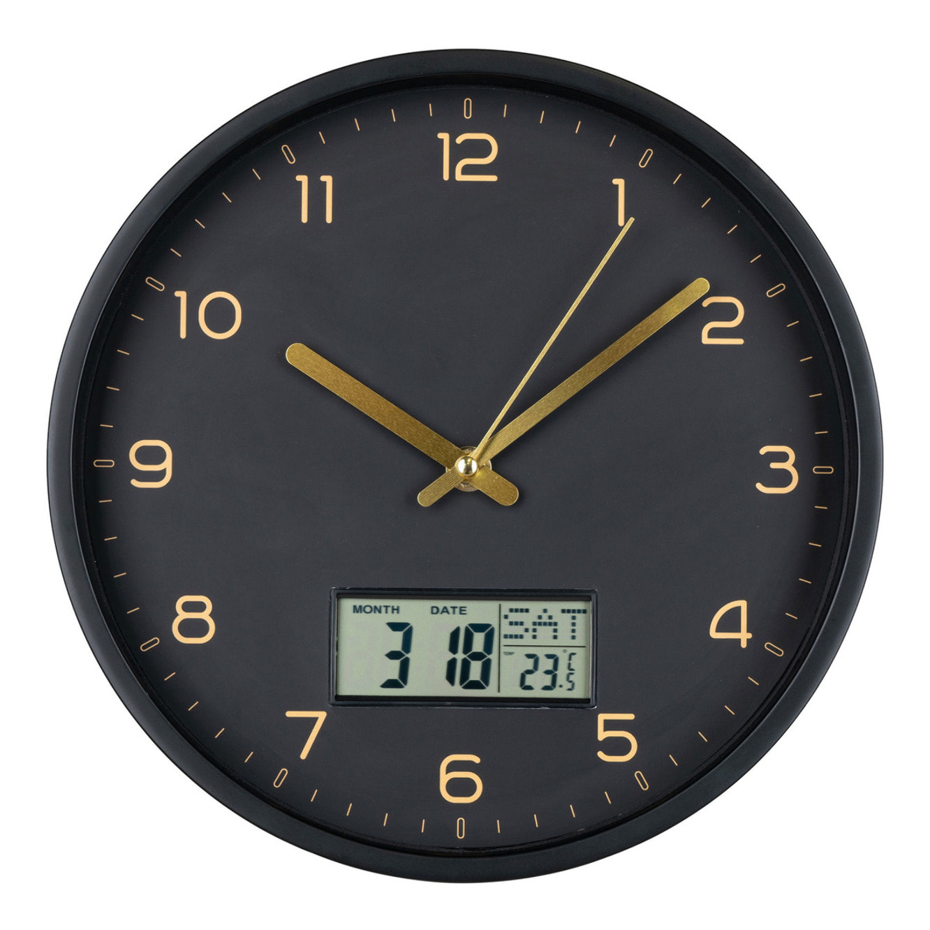 Orologio da parete Amiens nero con display digitale ø25 cm