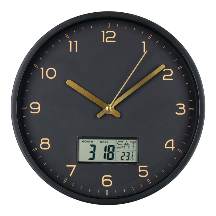 Orologio da parete Amiens nero con display digitale ø25 cm
