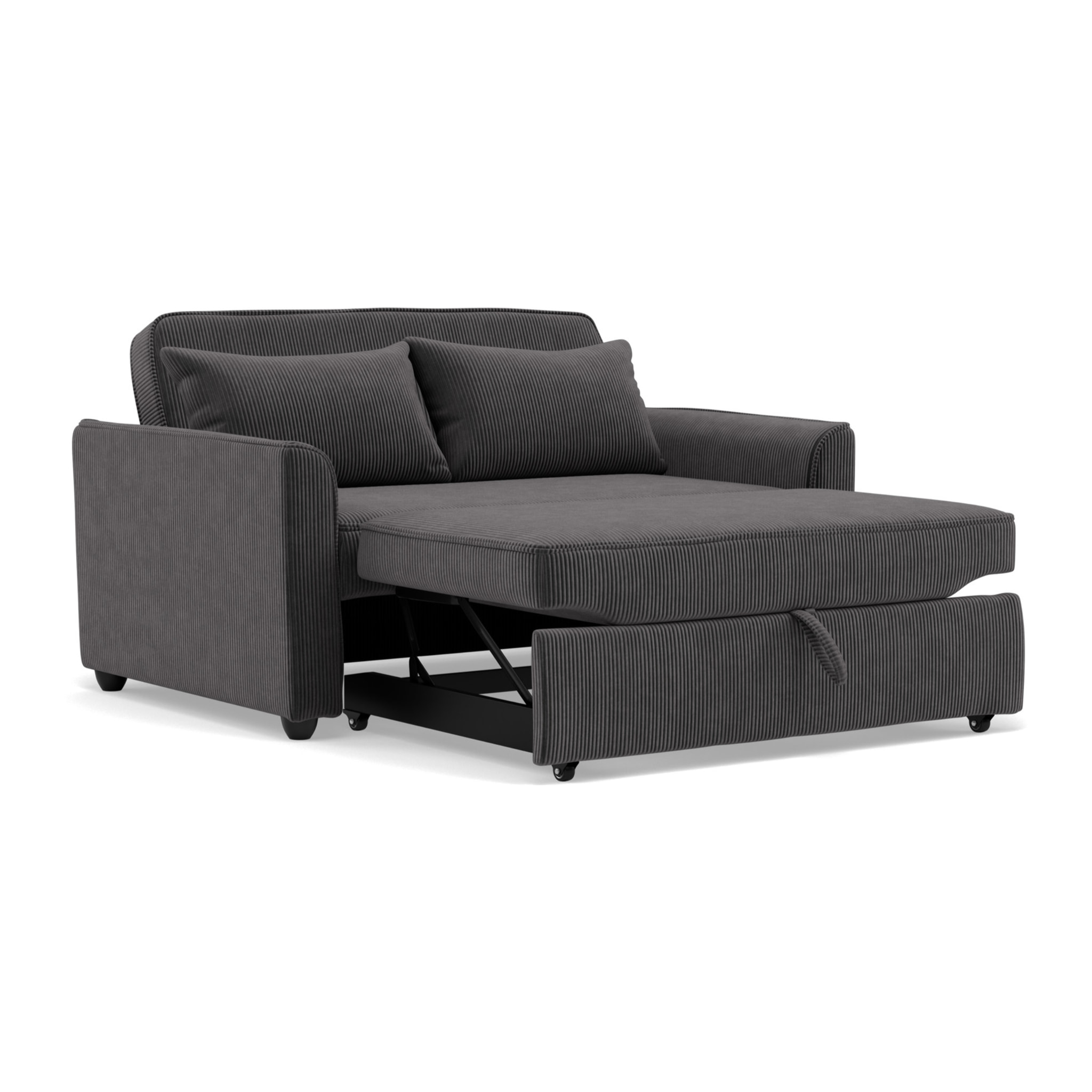Ernest - Canapé droit 2 places convertible en velours côtelé - Gris