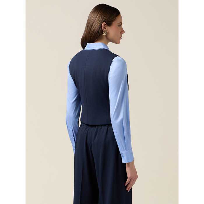 Oltre - Gilet in tessuto crêpe - Blu