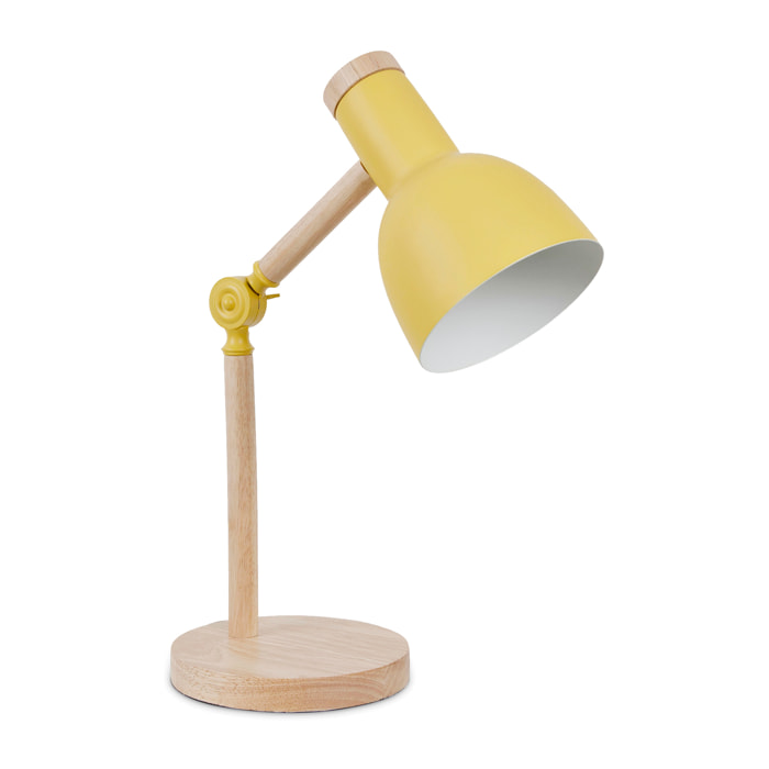FORLIGHT Flexo Xels E27 15W Madera Clara, Amarillo, Mate Flexo LED con Diseño Natural y Eficiente