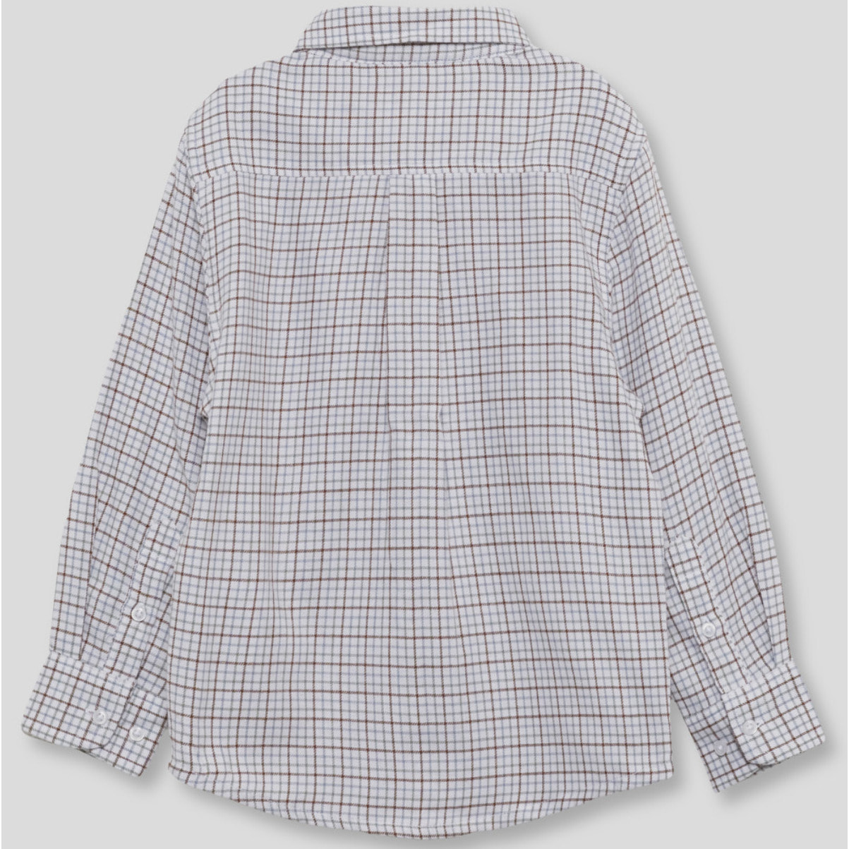 Camisa niño de manga larga con estampado de cuadros blanco, azul y teja, cuello camisero y botones | Color: Multicolor | Street Monkey