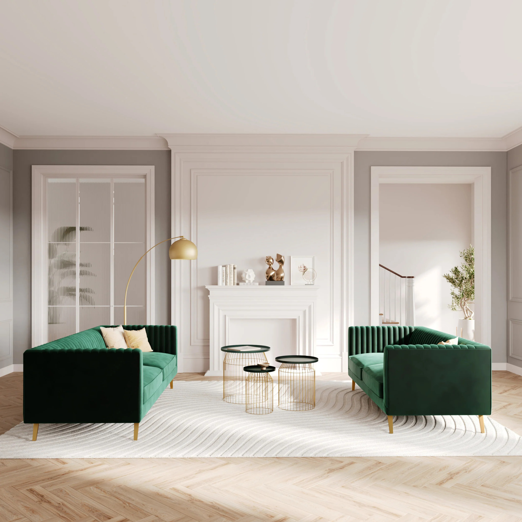 Lampadaire en métal couleur laiton - Dinard