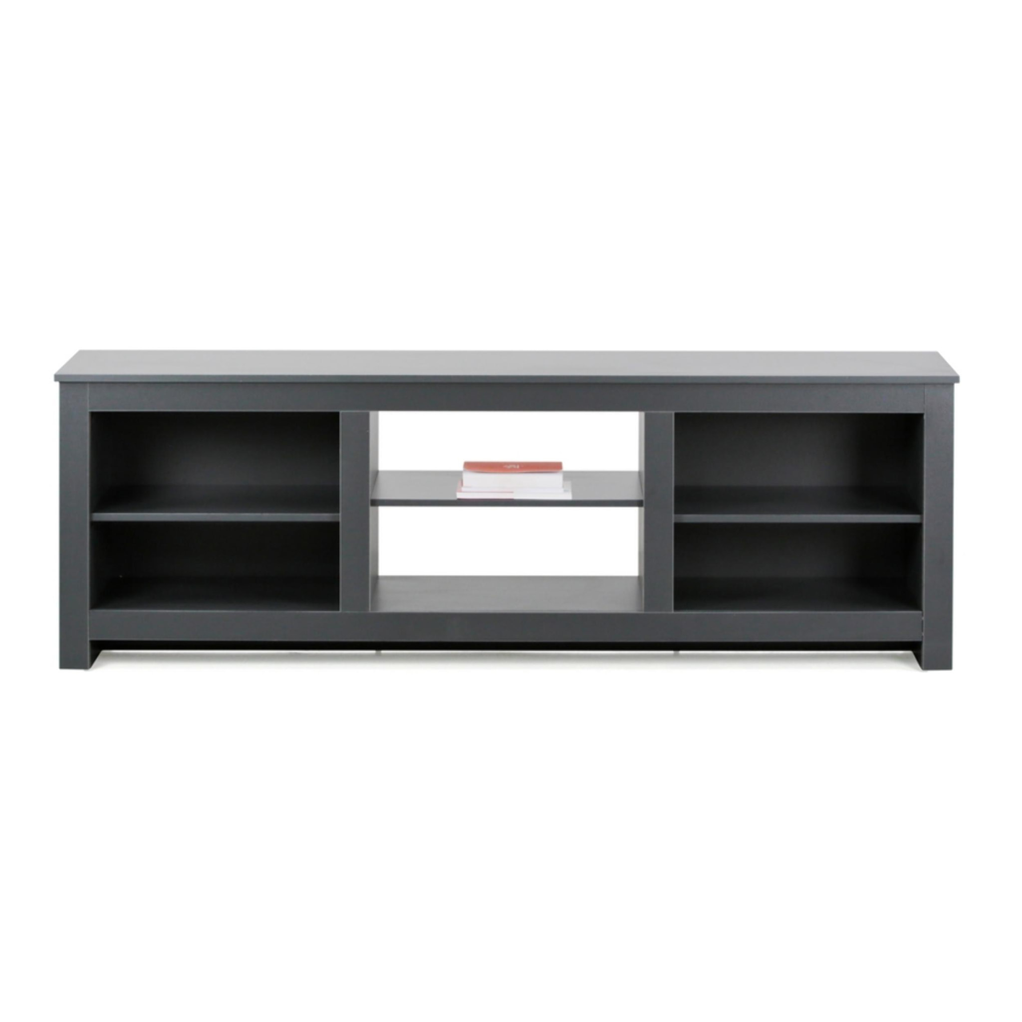 Mobile TV moderno grigio scuro con 6 vani, 180x42x60 cm