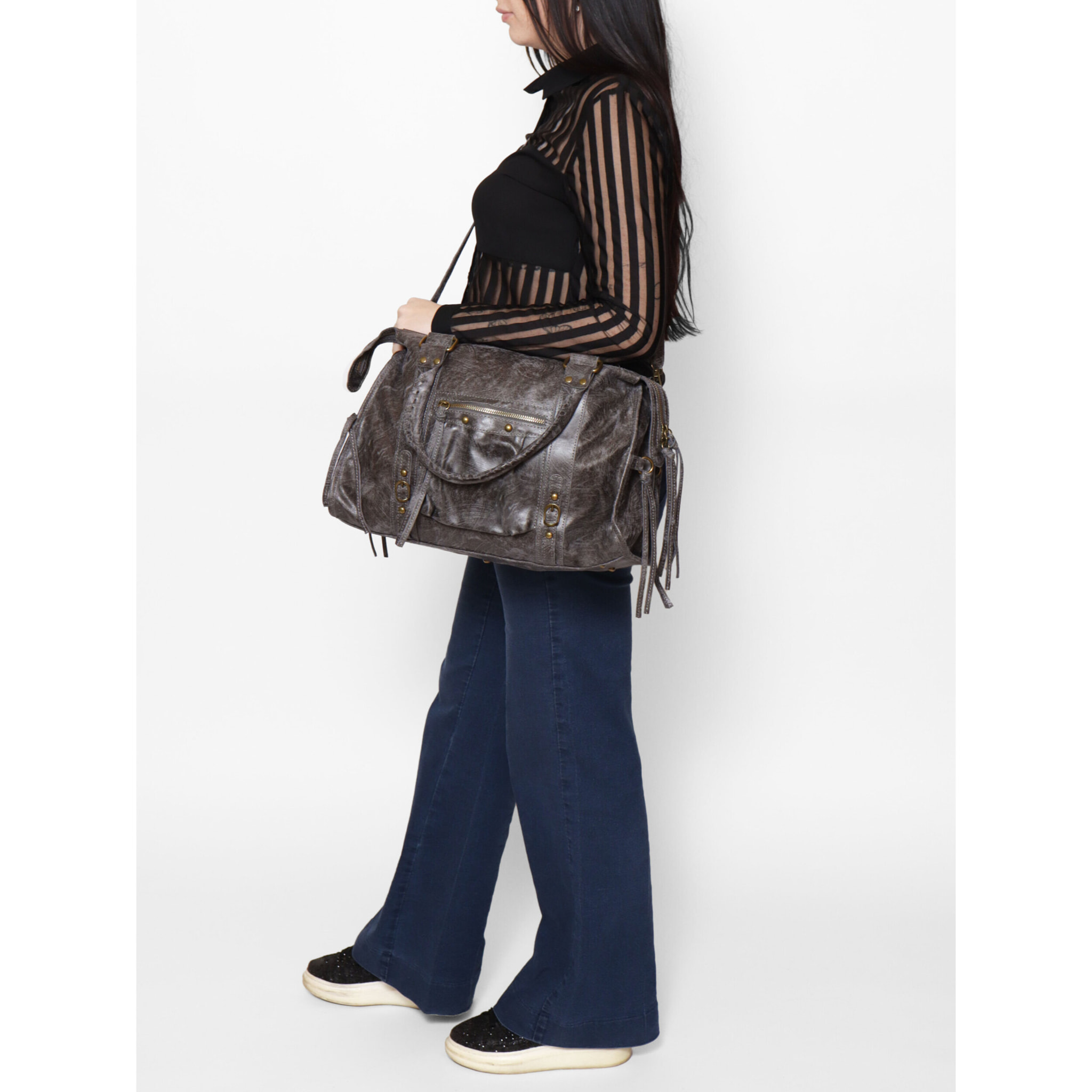 Borsa a spalla da donna - Modello Elara - Vera pelle - 41.0 x 28.0 x 13.0 cm