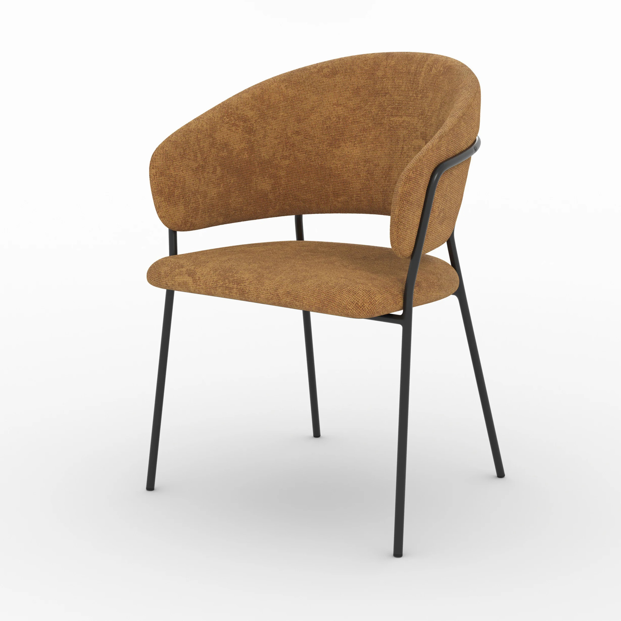 Lot de 2 chaises en tissu caramel et pieds en métal noir - Amaya