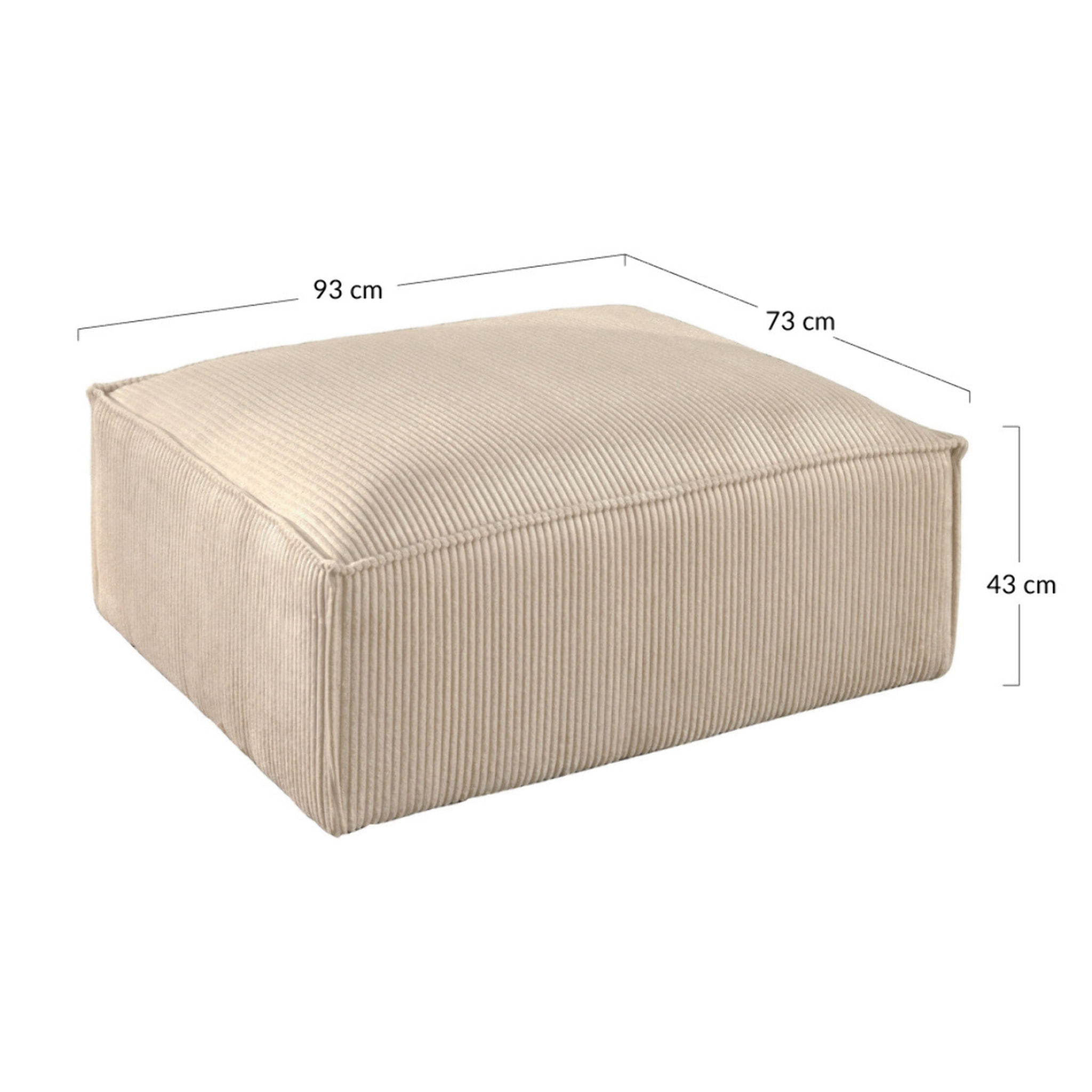 Stella - pouf en velours côtelé - style contemporain - Bleu canard