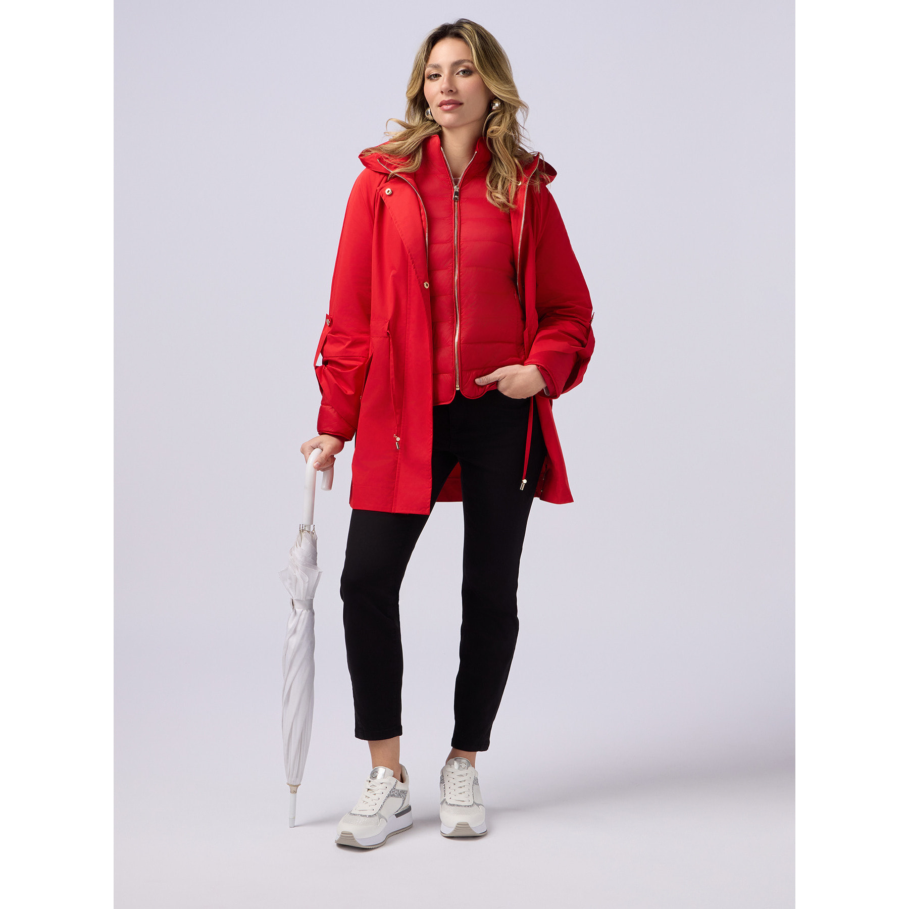 Oltre - Pantaloni skinny in cotone e tencel con bottone gioiello - Nero