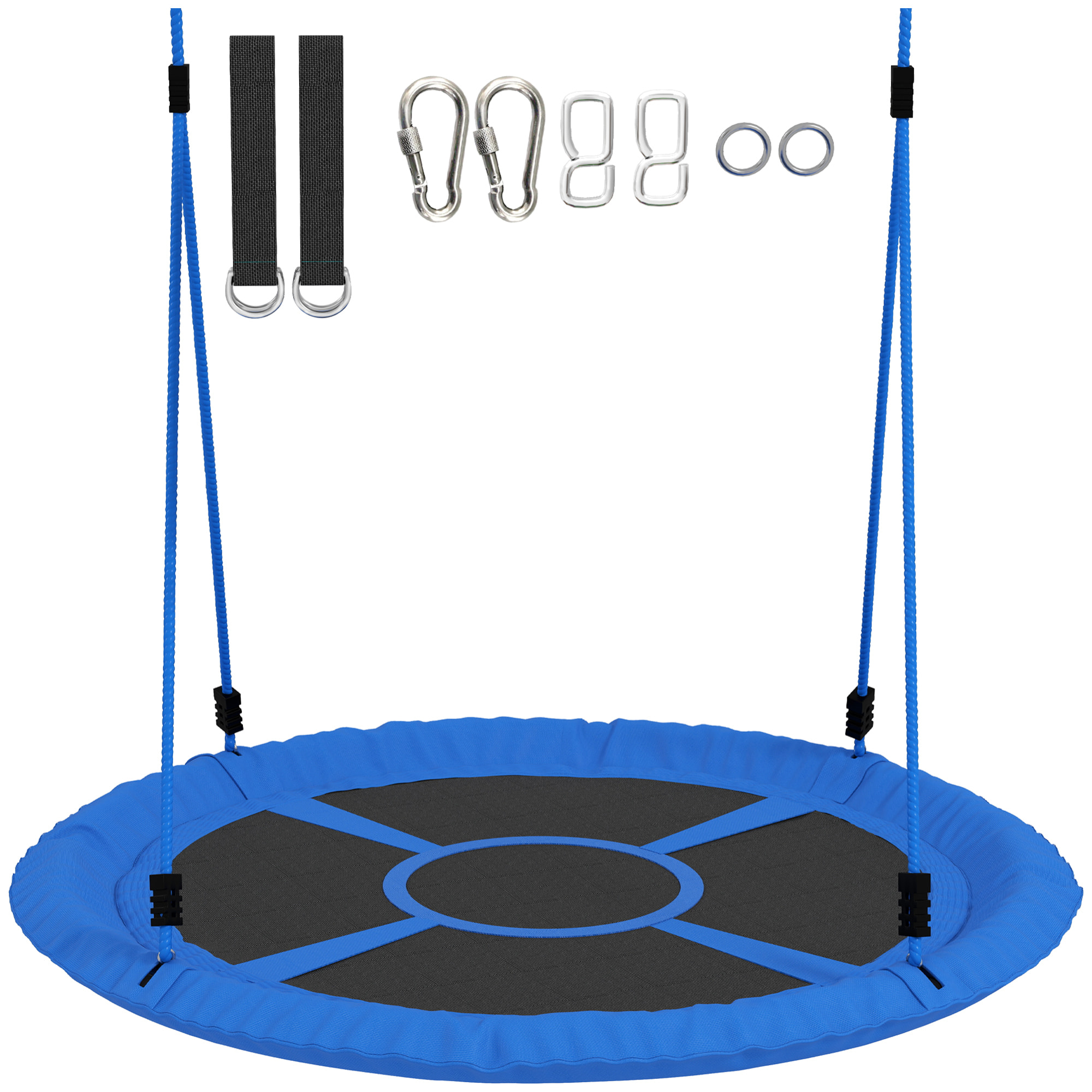 Balançoire nid d'oiseau hauteur réglable charge 200 kg 80 cm bleu