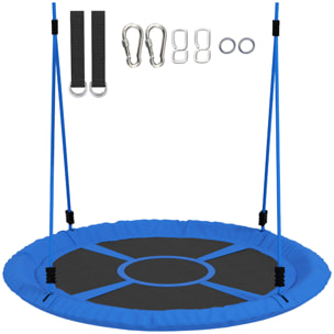 Balançoire nid d'oiseau hauteur réglable charge 200 kg 80 cm bleu