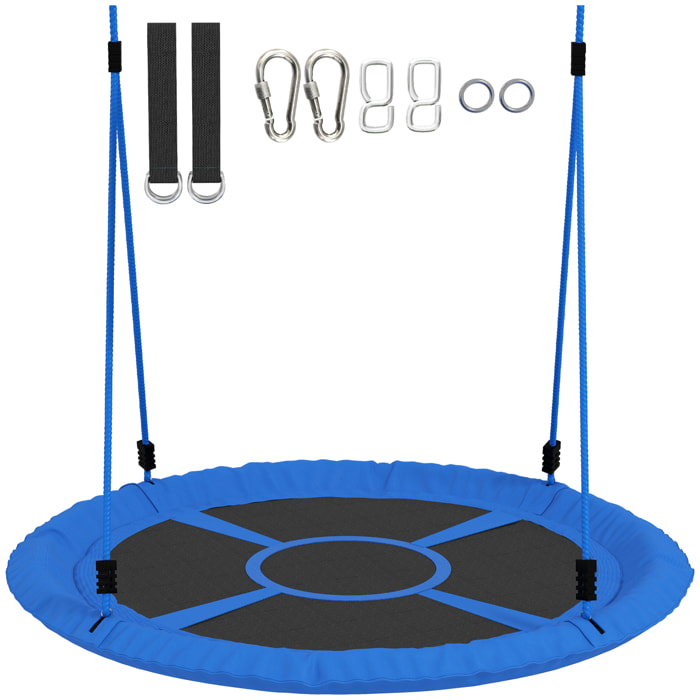 Balançoire nid d'oiseau hauteur réglable charge 200 kg 80 cm bleu