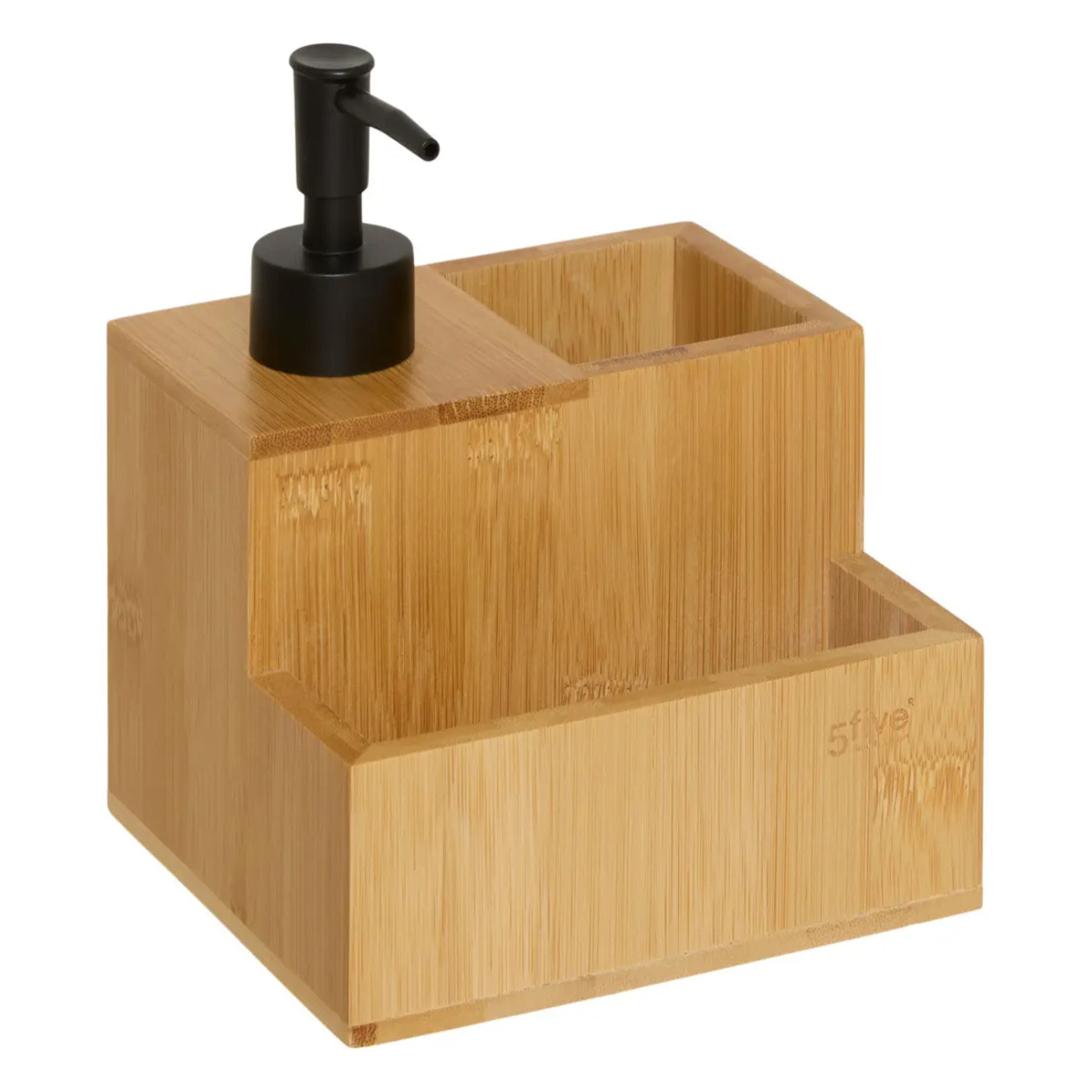 Distributeur à savon avec brosse et éponge bambou