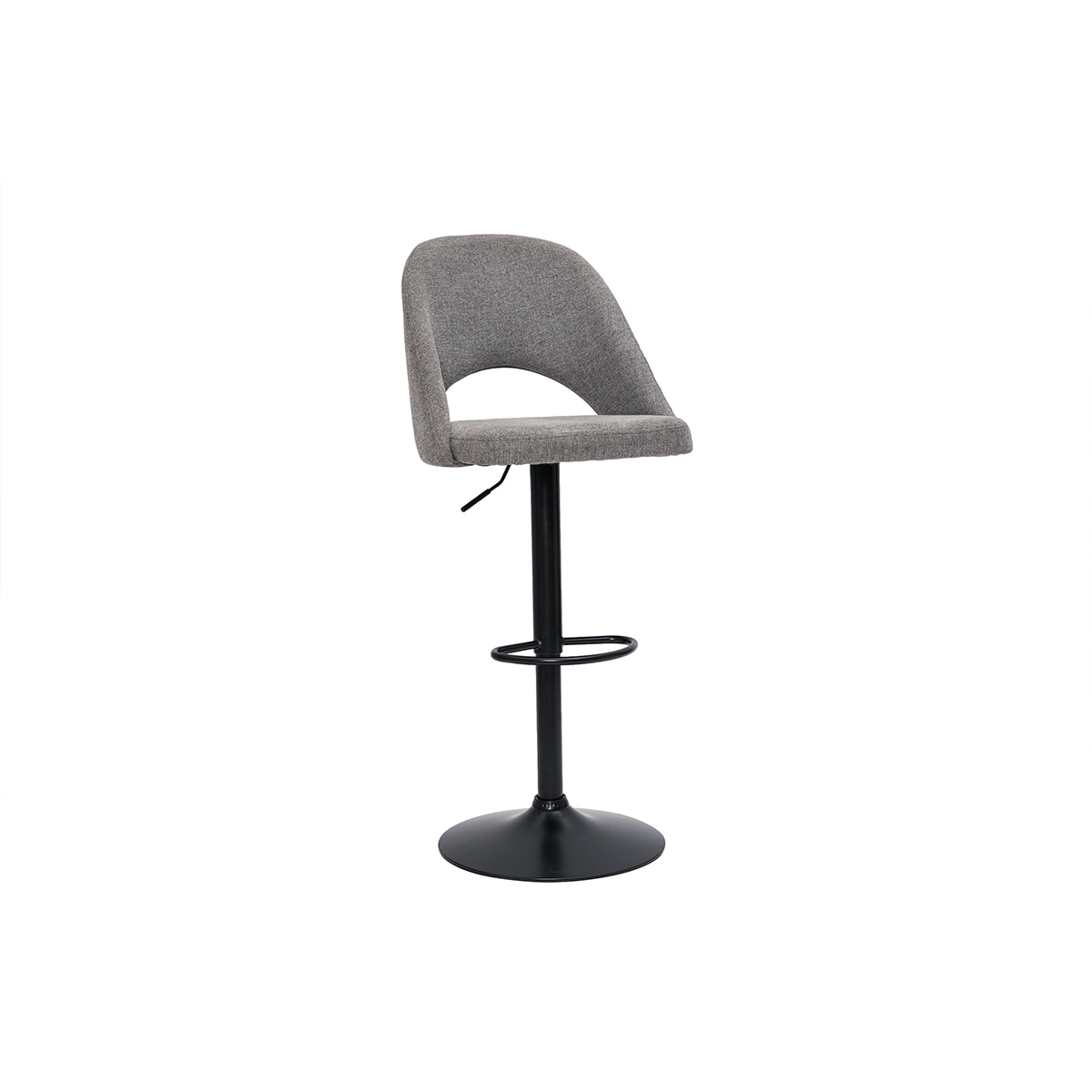 Tabourets de bar relevables tissu effet velours texturé gris et métal noir (lot de 2) COSETTE