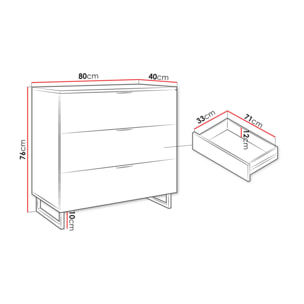 Olympie - commode - effet bois et noir - 80 cm - Noir / Bois