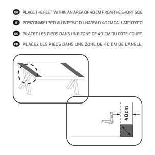 Set di 2 piedi per tavolo - forma trapezoidale - bianco