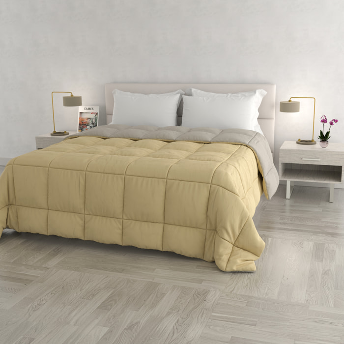 TRAPUNTA INVERNALE ELEGANT, 300gr, Microfibra, Doubleface, Made in Italy - GRIGIO CHIARO/PANNA